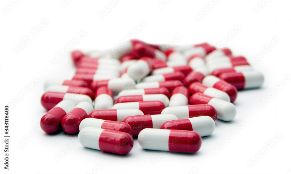 Medical red Pills Capsules vitamin immunity Healthcare Concept Medical red Pills Capsules vitamin immunity Healthcare Concept