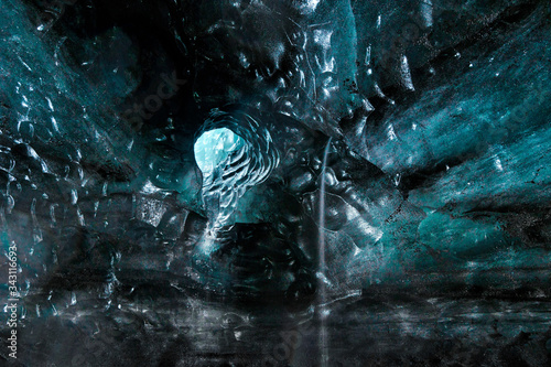 Inside an Ice Cave on a Glacier in Iceland