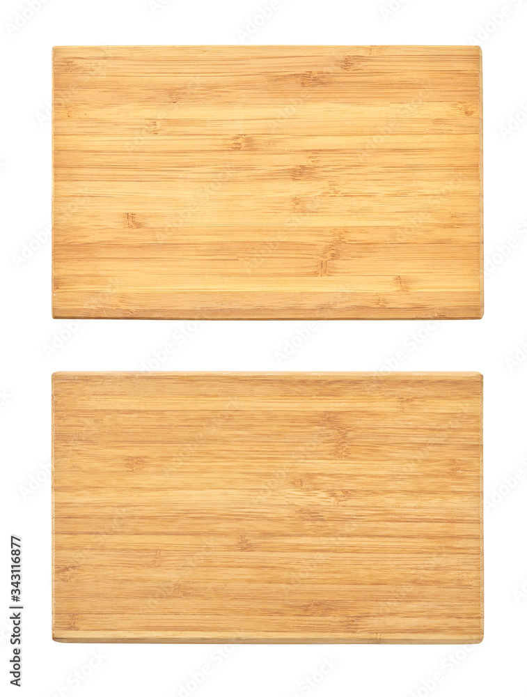 set of chopping wooden boards isolated on white