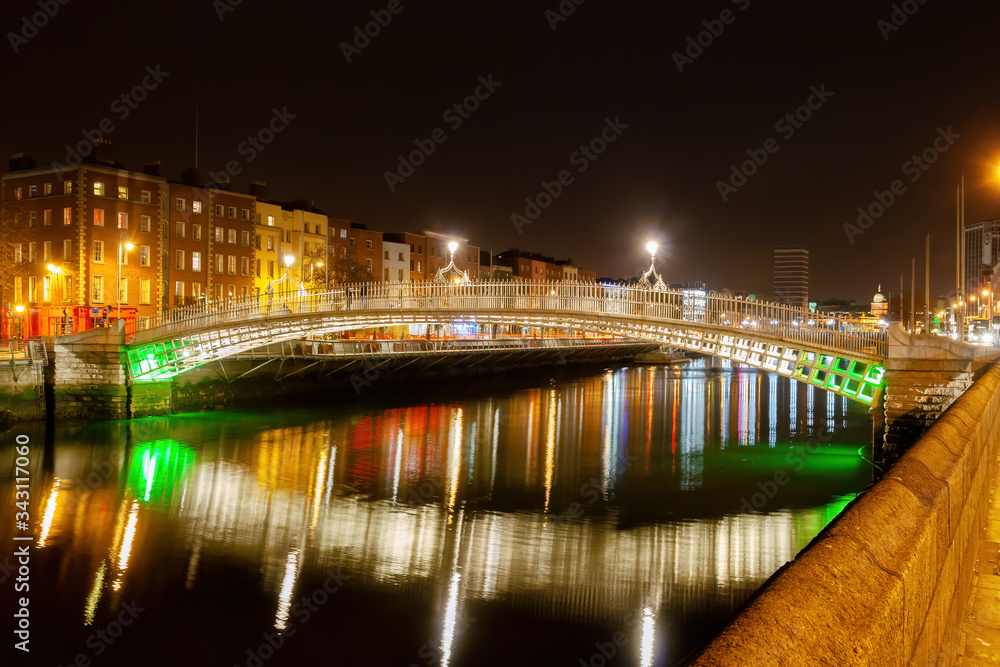Ha Penny Bridge at Night in Dublin