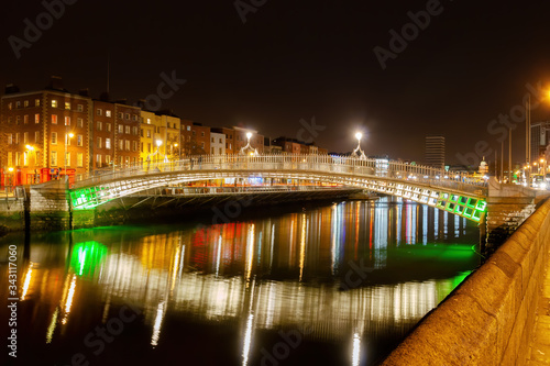Photography Ha Penny Bridge at Night in Dublin