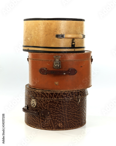 old fashion leather hat box
