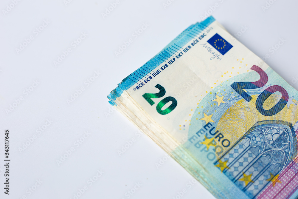 Bundle of euro money object on white background, Business finance concept Bundle of euro money object on white background, Business finance concept