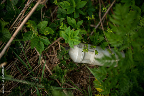 Plastic bottle ecology pollution close-up