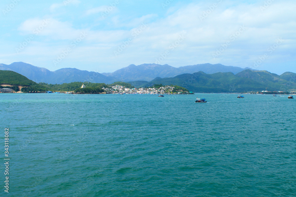 Scenic view of the islands and mountains near Nha Trang. Vietnam