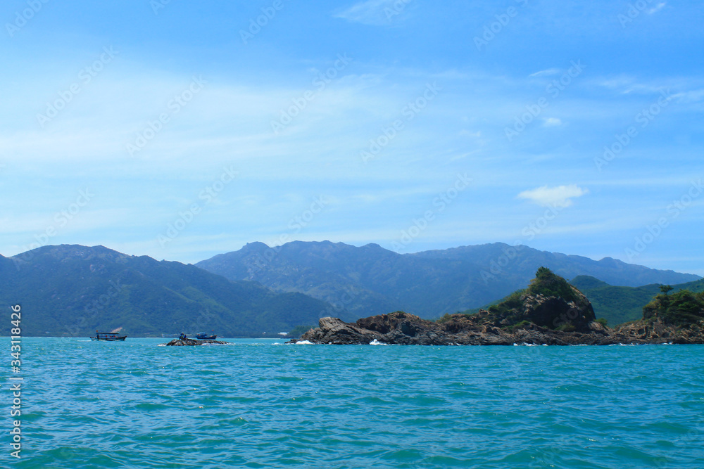View of the turquoise sea and islands. Nha Trang. Vietnam