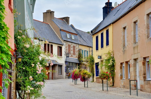 Beautiful view of the city  la Roche-Derrien  in Brittany. France