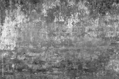 Background of old painted wall, closeup texture, black and white