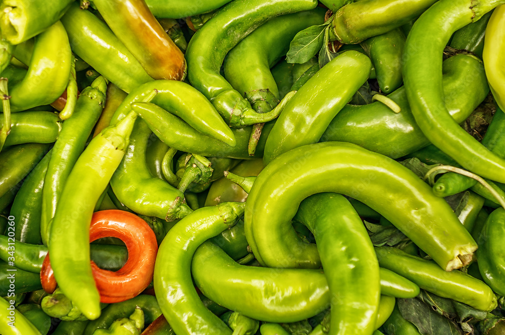 green and red hot chili peppers in the market green and red hot chili peppers in the market