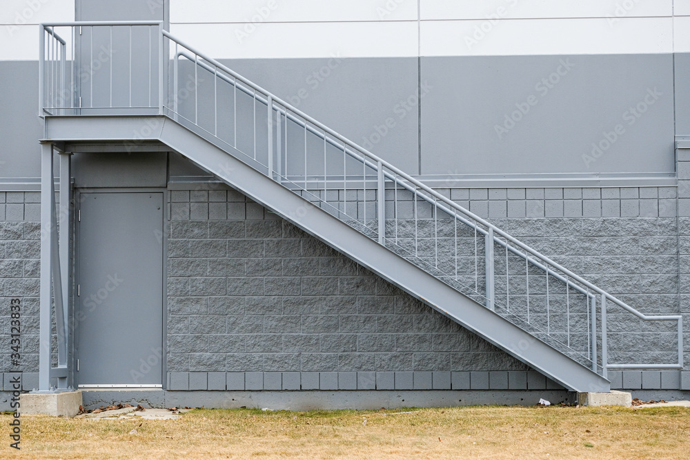 Fototapeta premium Stiarcase outside a shipping warehouse for a online retail company