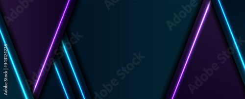 Blue and purple neon abstract tech corporate background. Glowing futuristic vector design