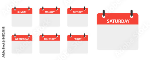 Fotografia, Obraz Calendar week isolated vector icons on white background