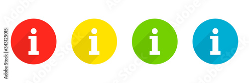 Information vector icons with shadow isolated on white background. Multicolored information icons signs. Information info simple vector icons.