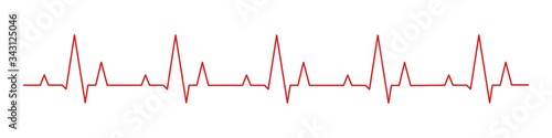 Hearbeat red line. Vector isolated illustration. Abstract wave. Pulse red vector trace.  EKG cardio line red symbol. Medical and Healthy concept.