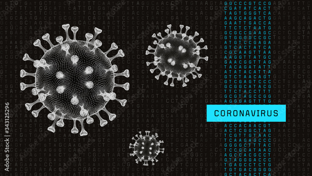 Novel Coronavirus (2019-nCoV). Virus Covid 19-NCP. Virus genome decoding concept. Abstract illustration of virus organism. Novel Coronavirus (2019-nCoV). Virus Covid 19-NCP. Virus genome decoding concept. Abstract illustration of virus organism.