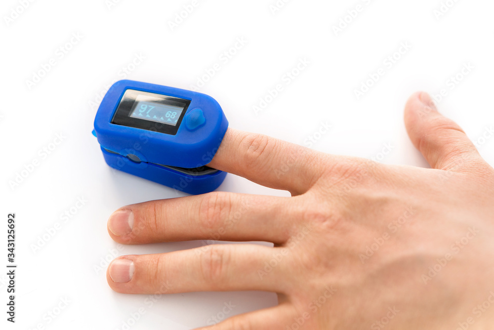 Finger Pulse Oximeter blue used for measuring the pulse rate and oxygen level Finger Pulse Oximeter blue used for measuring the pulse rate and oxygen level