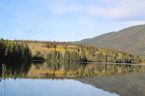 Autumn Reflections On Lake, Jasper National Park, Alberta