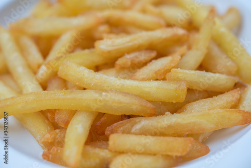 Close up french fries textured background.