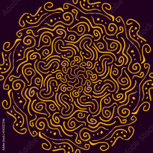 mandala yellow circle pattern ornament (ID: 343127246)