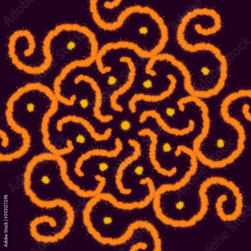 mandala orange circle pattern ornament (ID: 343127298)