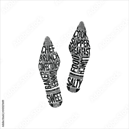 Trace of the restaurant chef. A unique imprint of a person’s shoes that determines his work. Vector illustration, isolated object on a white background.