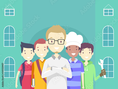 People Vocational School Careers Illustration