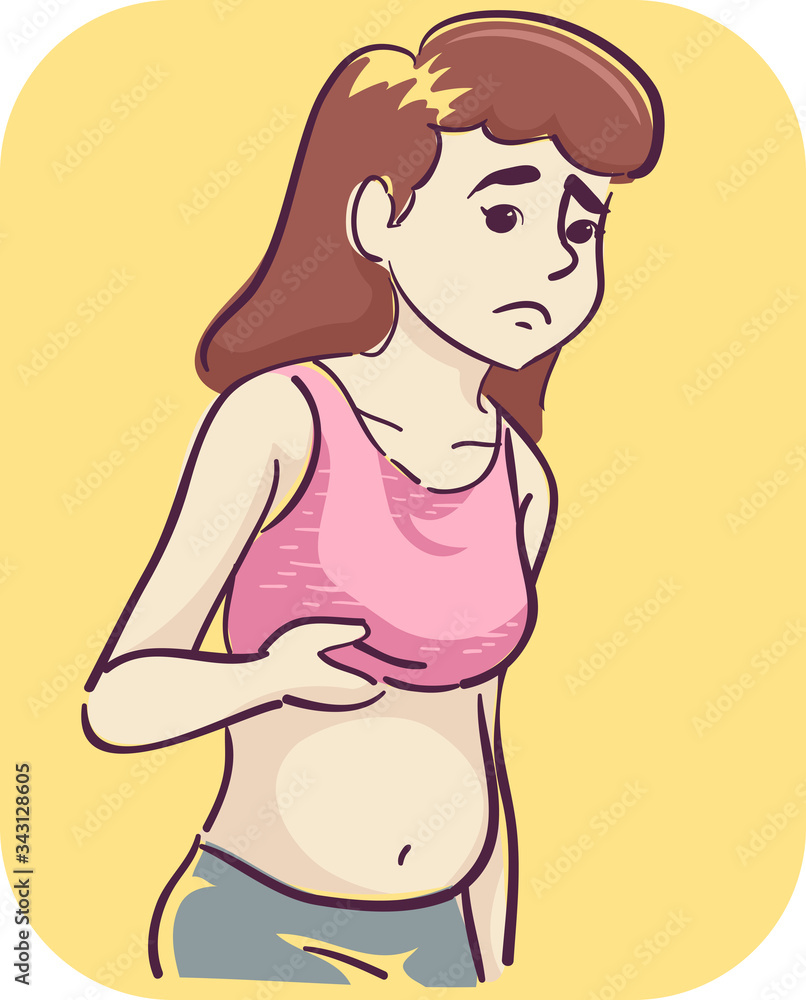 Girl Symptom Enlarged Abdomen Illustration Girl Symptom Enlarged Abdomen Illustration