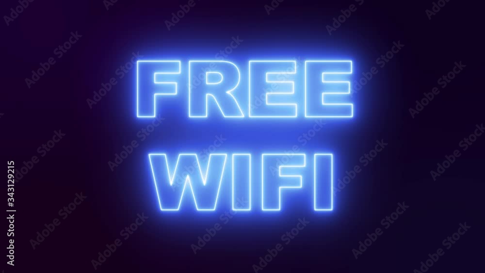 Free wifi neon signboard. Night neon light. Free wifi neon signboard. Night neon light.