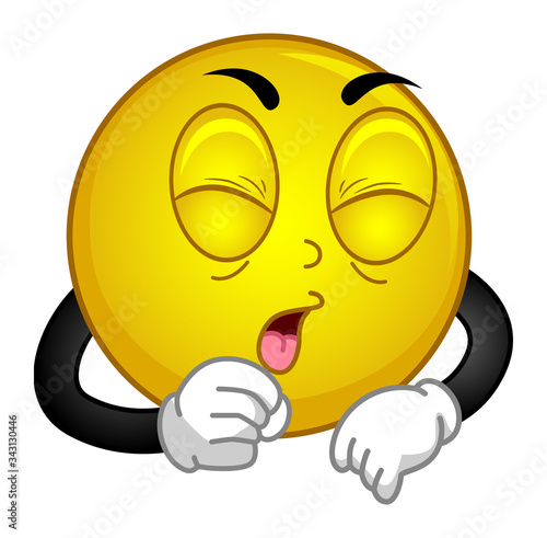 Smiley Mascot Cough Illustration