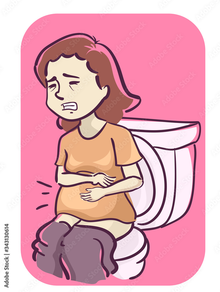 Pregnant Woman Constipated Illustration