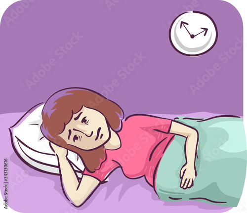 Pregnant Woman Difficult Sleep Illustration