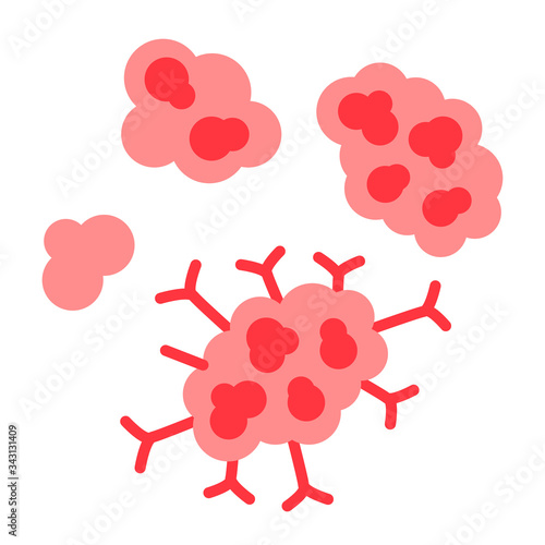  ancer cell stages line color icon. Malignant neoplasm concept. Metastasis growth. Sign for web page, mobile app, button, logo. Vector isolated element photo