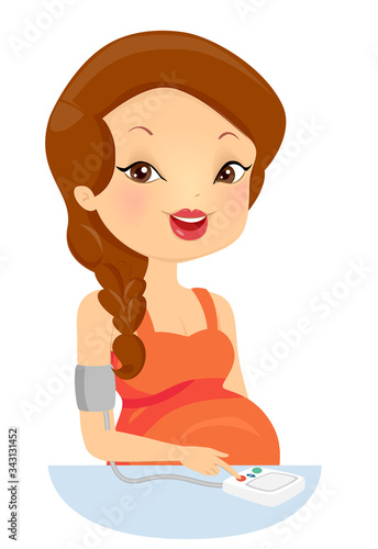 Girl Pregnant Woman Blood Pressure Illustration