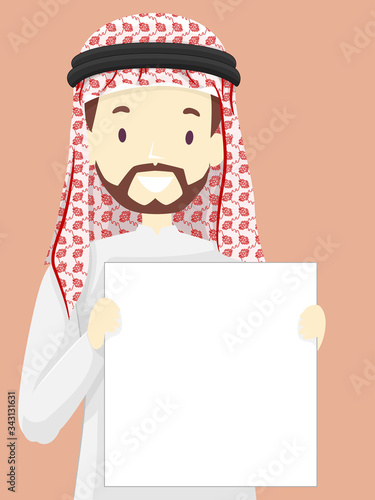 Man Arab Hold Board Illustration