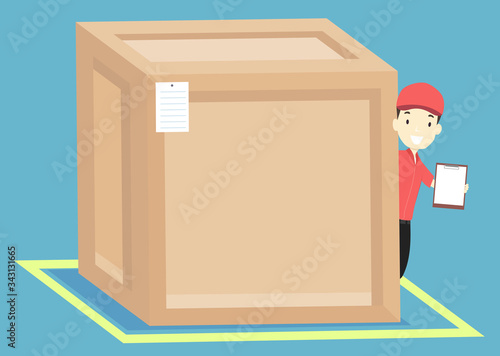 Man Big Crate Board Illustr...