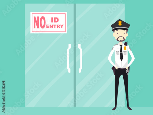 Man School Security Guard Policy Illustration