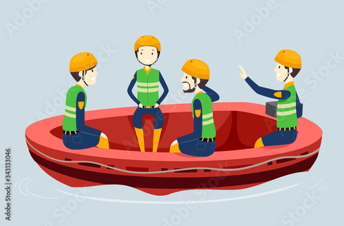 Man Rescue Workers Boat Ill...