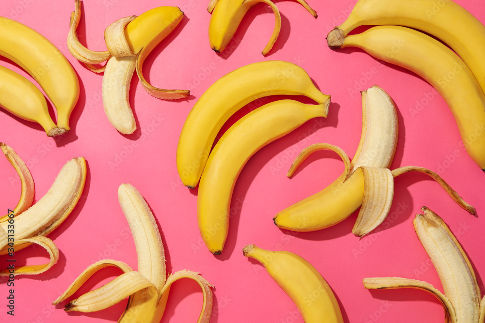 Bananas and apples on white background, top view. Fresh fruit Bananas and apples on white background, top view. Fresh fruit