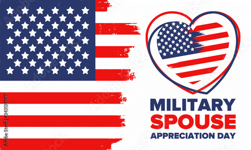 Military Spouse Appreciation Day. Celebrated in the United States. National Day recognition of the contribution, support and sacrifice of the spouses of the Armed Forces. Poster, card, banner. Vector