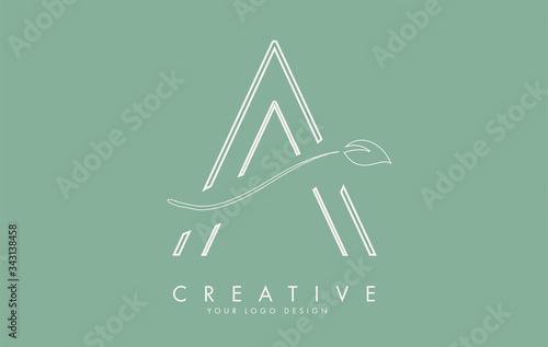 Letters AA A with Leaf Cut and Green Background for business.