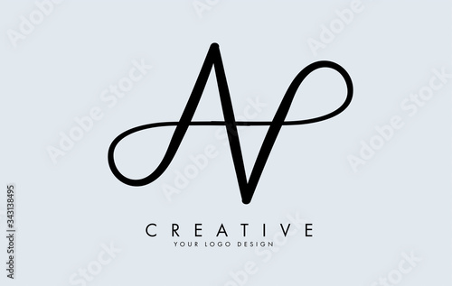 Handwritten Double AA letter logo design. Reflection effect vector illustration.