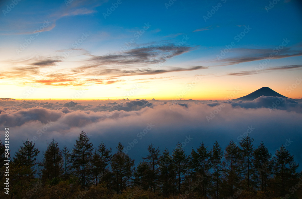 富士山, 雲海, 朝焼, 風景, 日の出