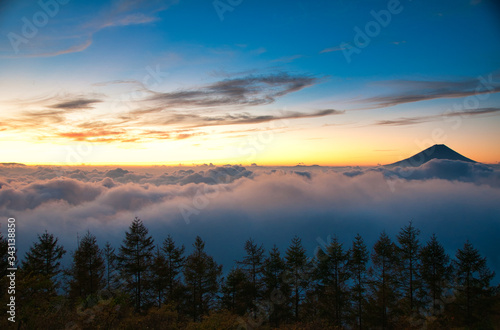 富士山, 雲海, 朝焼, 風景, 日の出