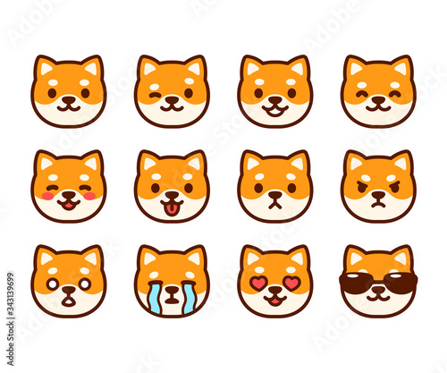 Cute Shiba Inu emoji set