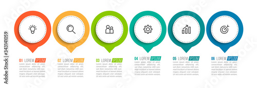 Minimal infographic template design with numbers 6 options or steps.