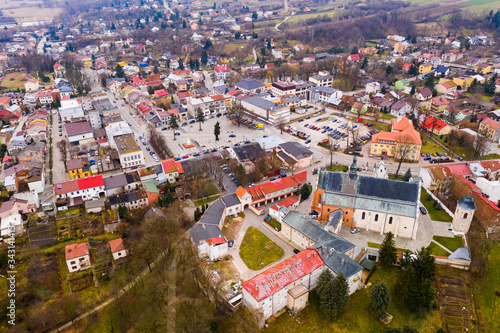 Flight over the city Krasnik. Poland photo