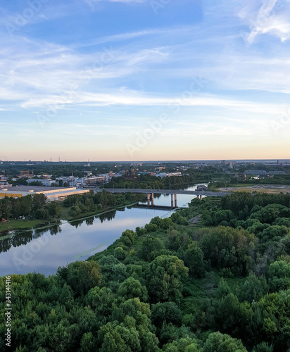 Yaroslavl. View from height. View from the monastery belfry of the Transfiguration monastery. Modern buildings in the old town © Александра Распопина