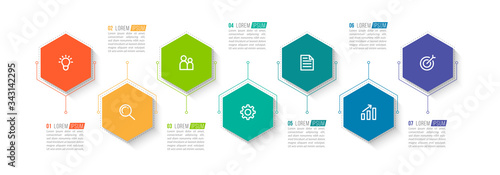 Minimal infographic template design with numbers 7 options or steps.