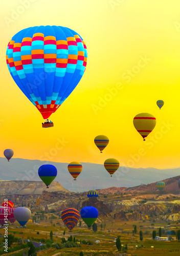 Hot air balloons morning Cappadocia Turkey.