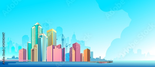 City landscape horizontal day vector